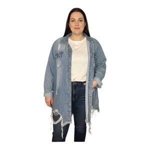 Highway Jeans blue distressed denim jacket.